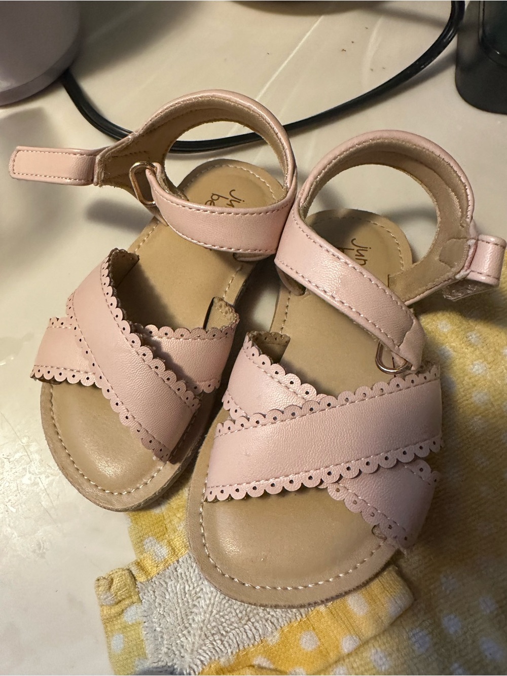 jumping beans Blush Pink Scalloped Strap Toddler Sandals